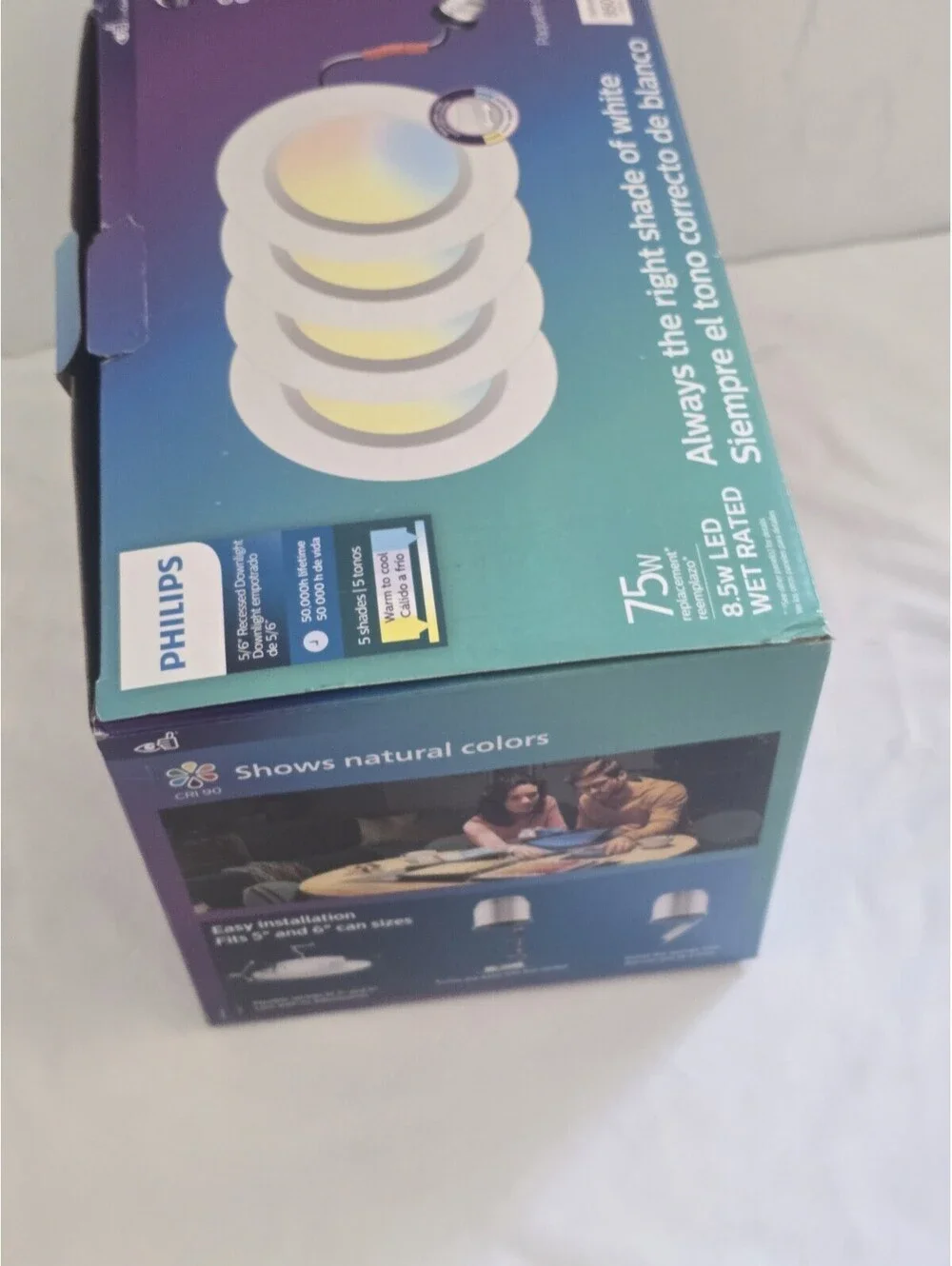 Philips 5/6 LED Recessed Downlight 4 Pack 75W Eq Dimmable Wet Rated CRI90